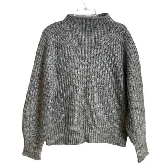 HOLD FOR OTTERWEEN Madewell Brown Mock Turtleneck chunky knit Sweater medium - Picture 4 of 11